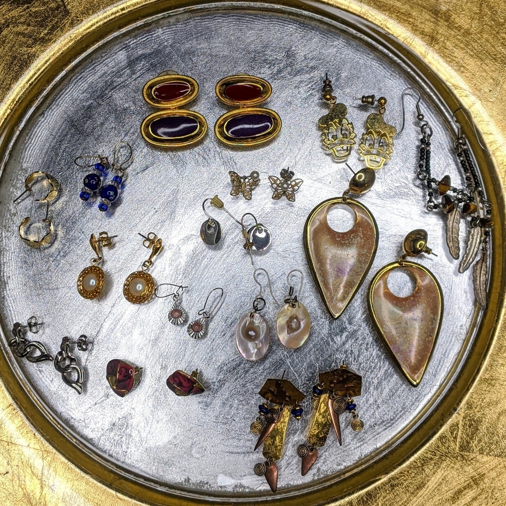 14 pairs of vintage earrings, reseller lot